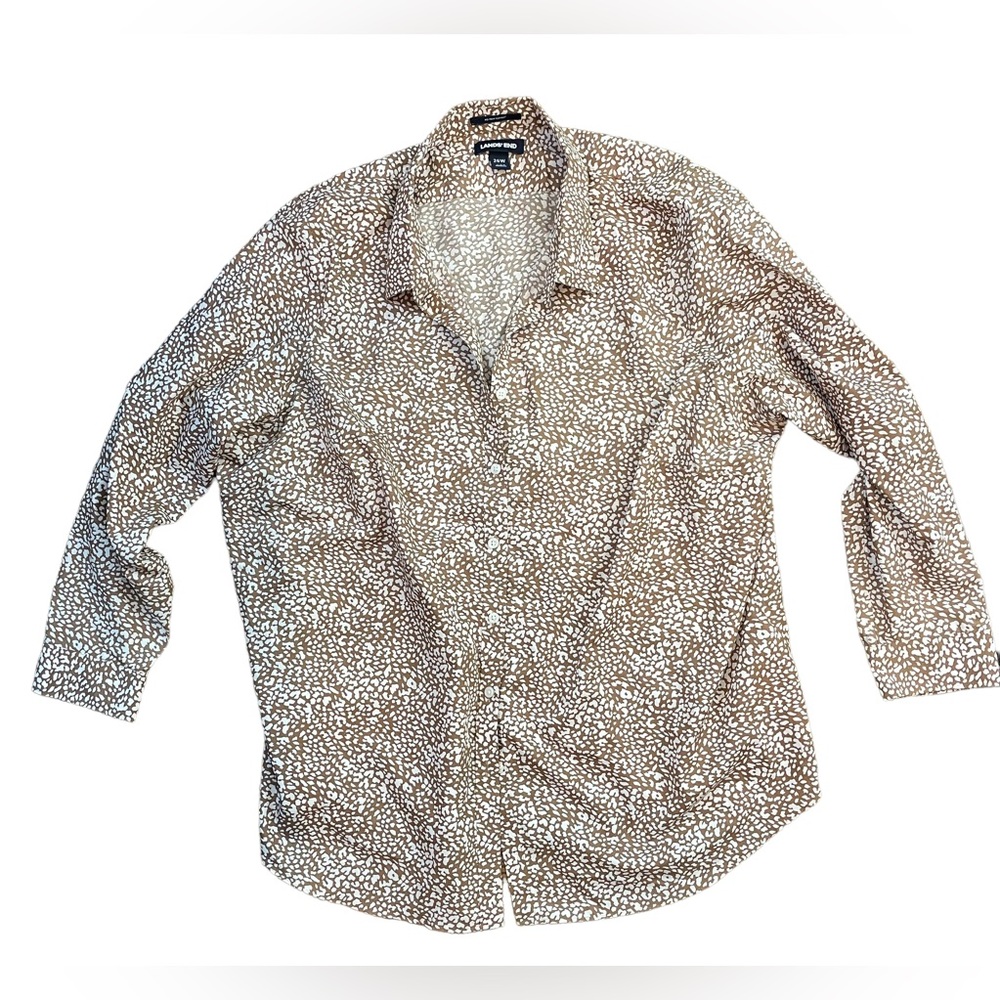 Lands' End Women's‎ Animal Print Button Down front No Iron Supima Size 26w